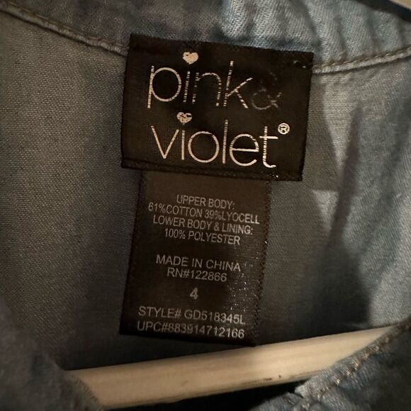 Pink & Violet Girls Denim Unicorn Dress Size 4 - Picture 6 of 6